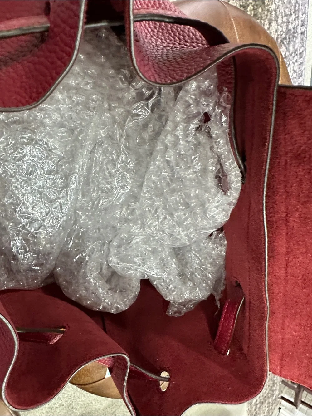 MICHAEL Michael Kors Junie Red Pebbled Leather Drawstring Backpack